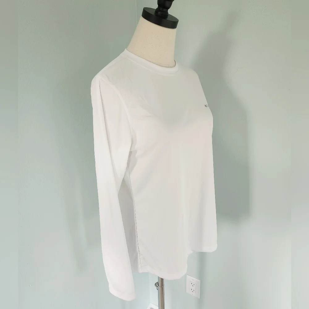 NWT Columbia Women's White/Pink Omni-Shade Long-Sleeve Shirt - Size Medium - Picture 4 of 9